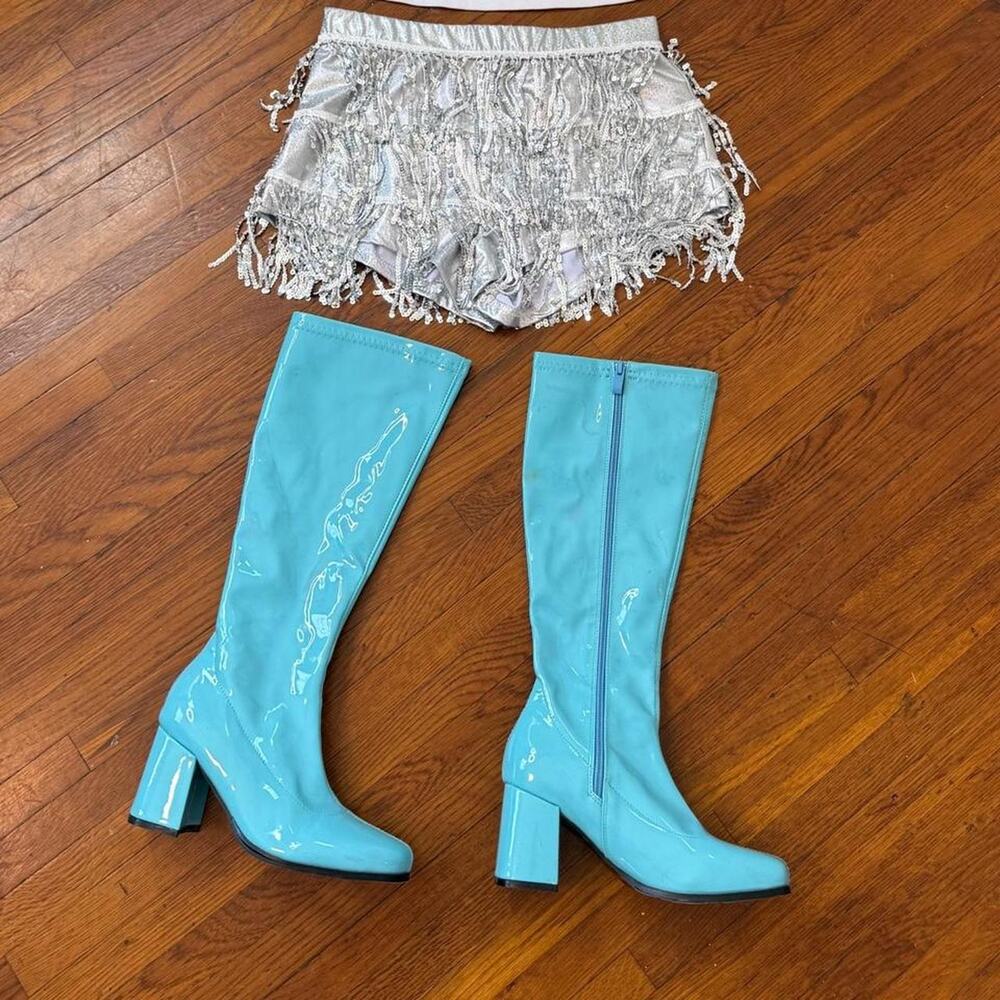 ✦ glossy aqua patent go-go boots ✦ - Picture 2 of 6